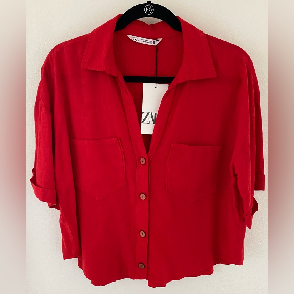 ZARA LINEN BLEND CROP SHIRT
(In The Store Now)